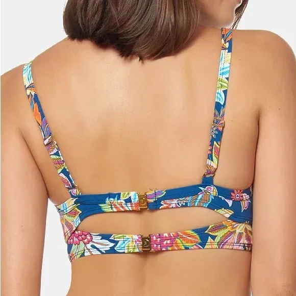 Bleu Rod Beattie Blue and Multicolor Floral Underwire Bikini Set 38D - Picture 5 of 5